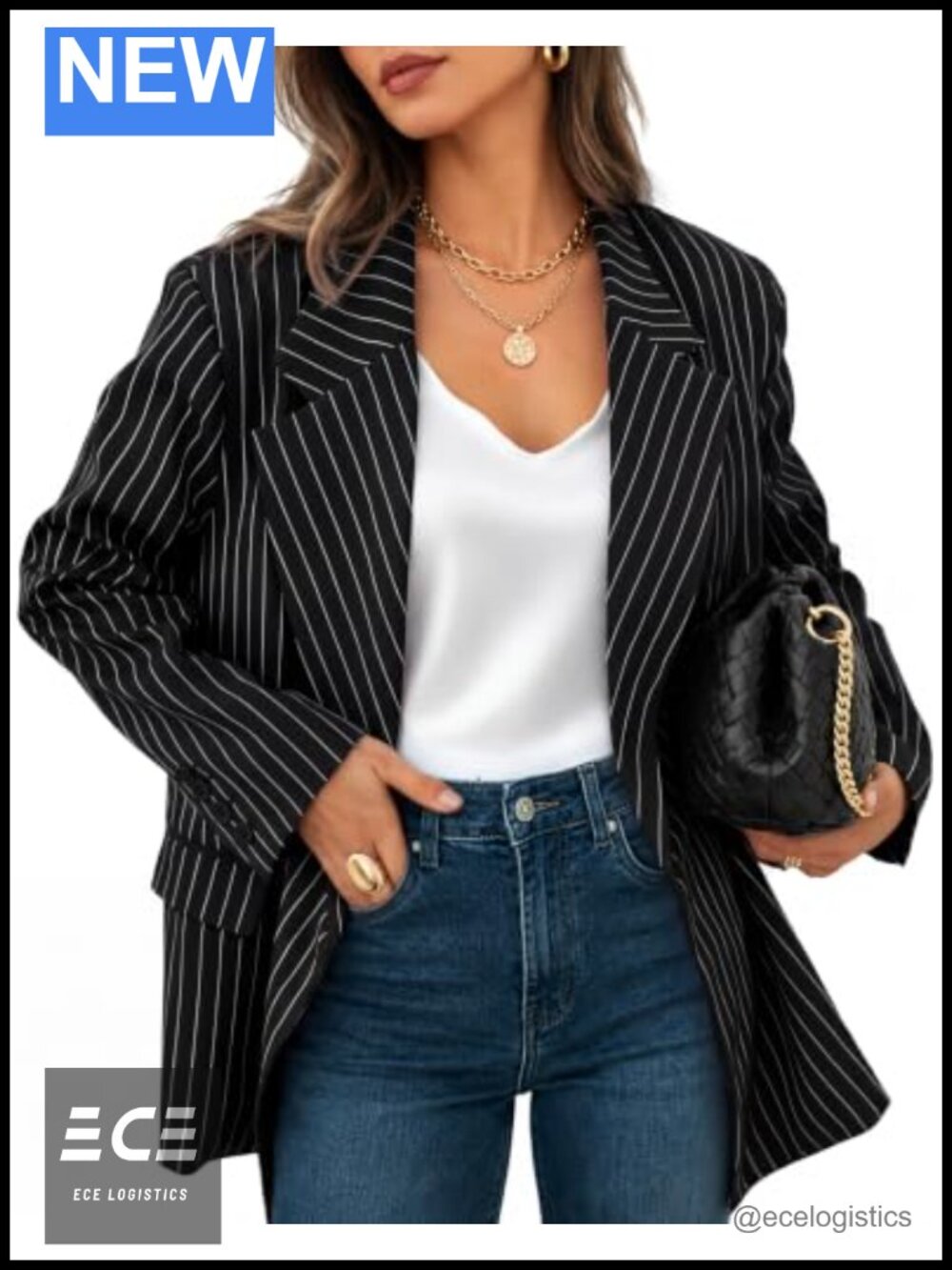 Womens Striped Blazer Business Casual Loose Open Front Long Sleeve Jacket